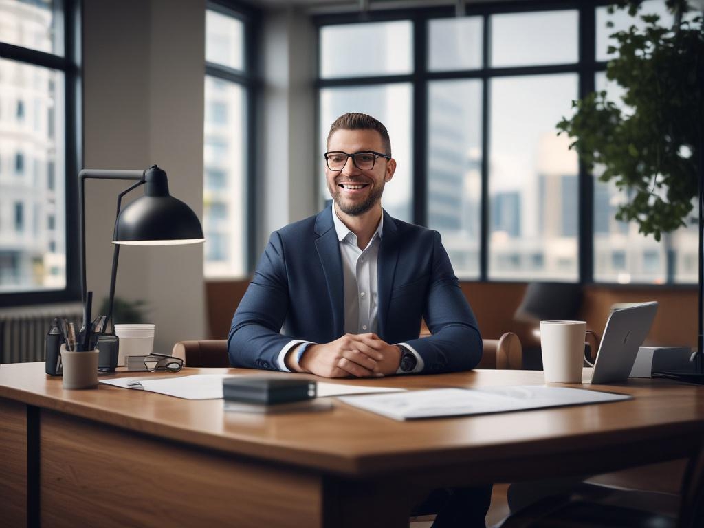 **Prompt for AI Image Generation:**

Create a realistic, high-resolution image featuring a professional mortgage broker sitting at a modern desk in a cozy office environment. The broker, a middle-aged individual with an approachable demeanor, should be focused on a computer screen displaying a mortgage application, symbolizing trust and expertise. The lighting should be warm and inviting, casting soft shadows that enhance the calm yet professional atmosphere.

In the background, include subtle elements that