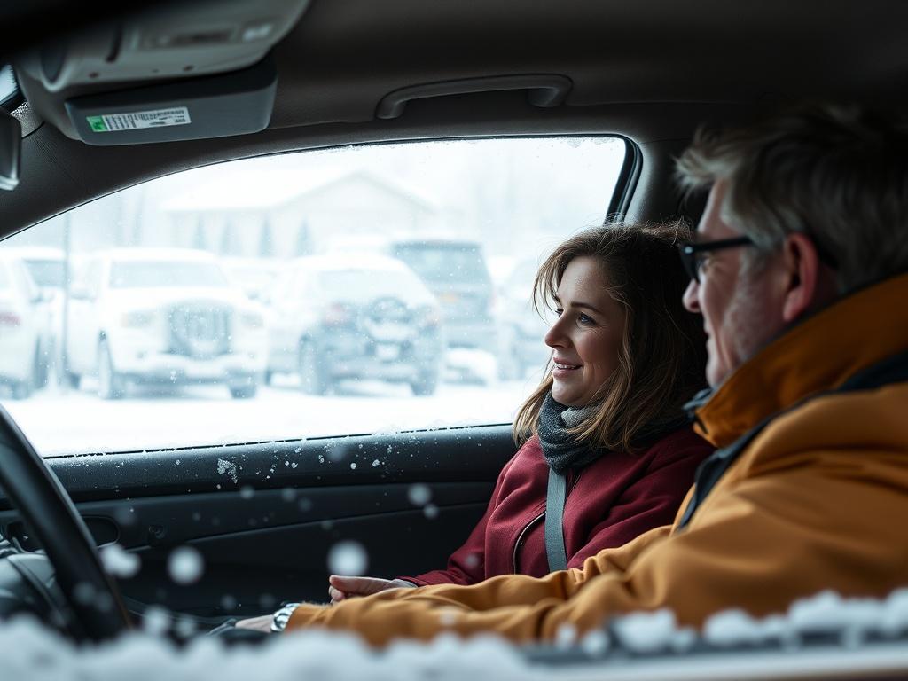 A close up shot of a person talking with another