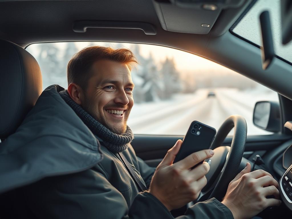 A close up shot of a satisfied driver in their