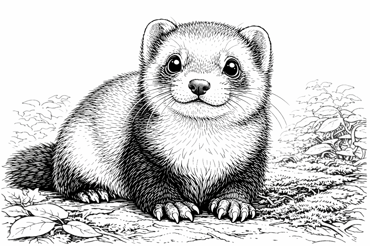fenbenny the ferret sticker-bw.png