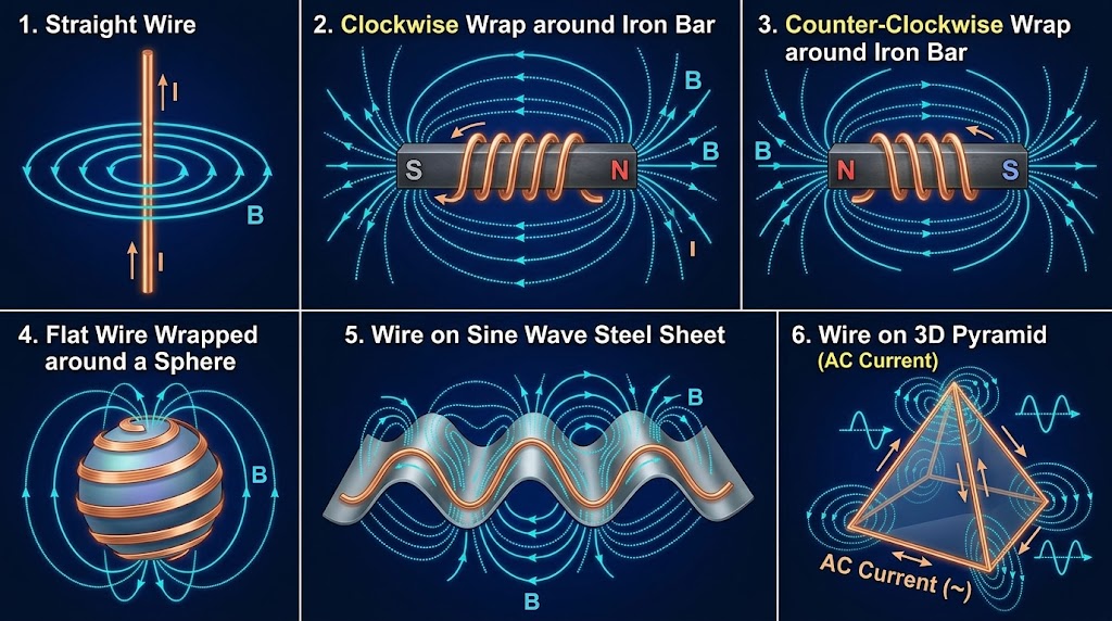 Magnetic lines of force from a wave of electric force through copper