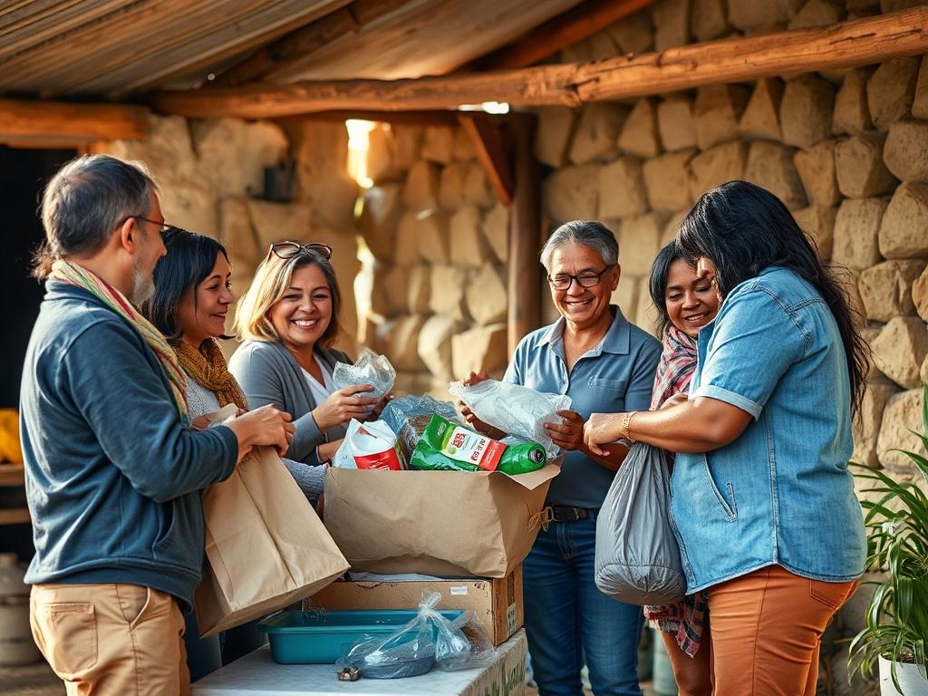 A warm and inviting image of community members donating to