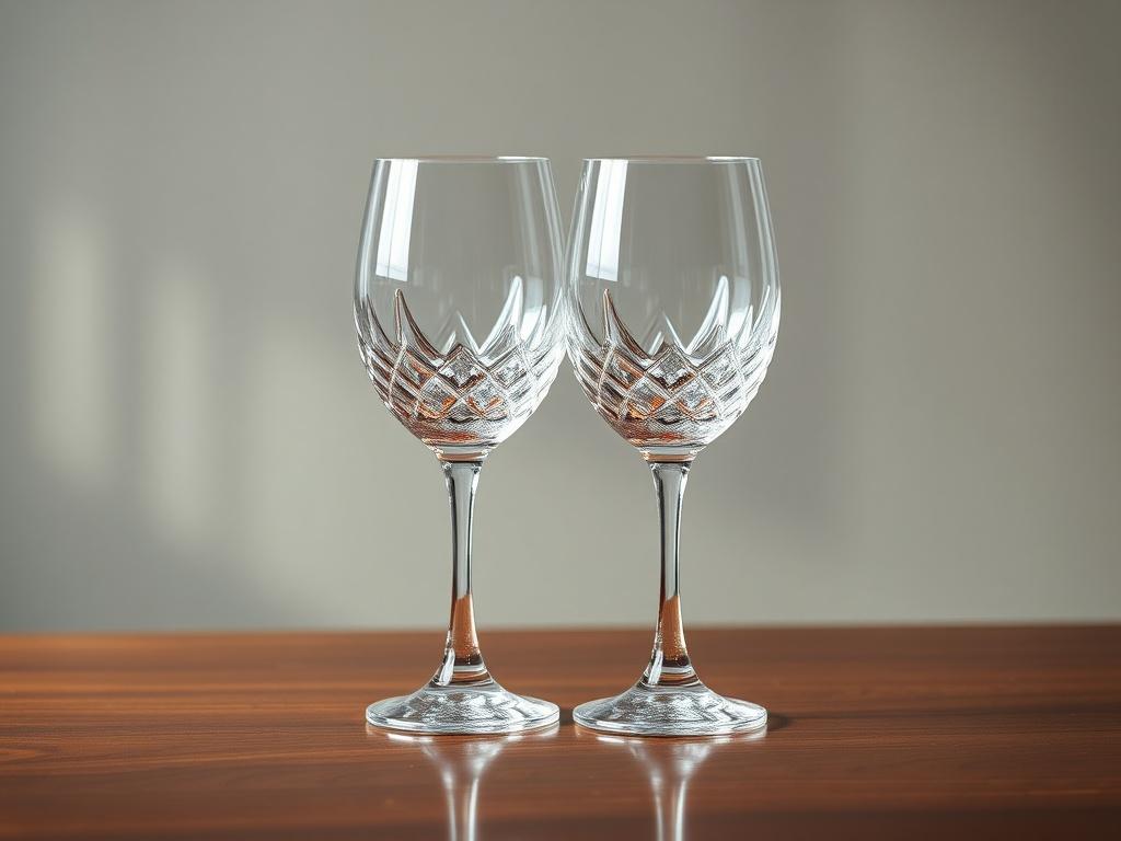 A pair of premium crystal wine glasses set elegantly on