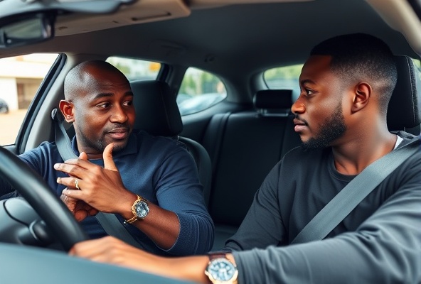 Driving instructor teaching a student