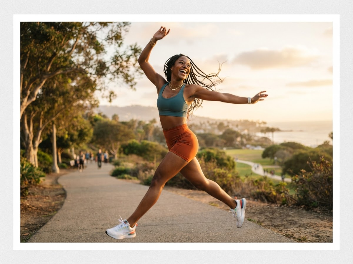 Person exercising and moving with energy