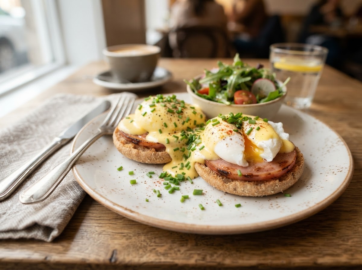 Eggs Benedict with Whole Wheat Muffin