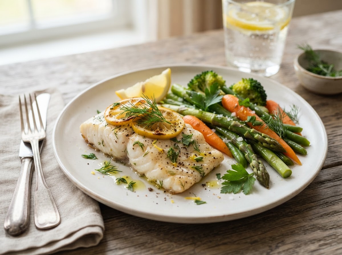 Baked White Fish with Herbs and Lemon