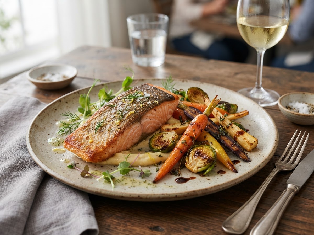 Pan-Seared Salmon with Roasted Vegetables