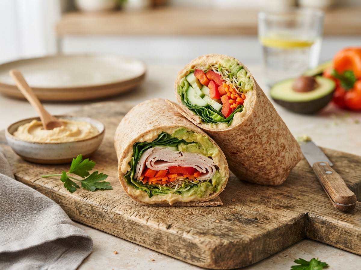 Turkey Avocado Wrap with Hummus