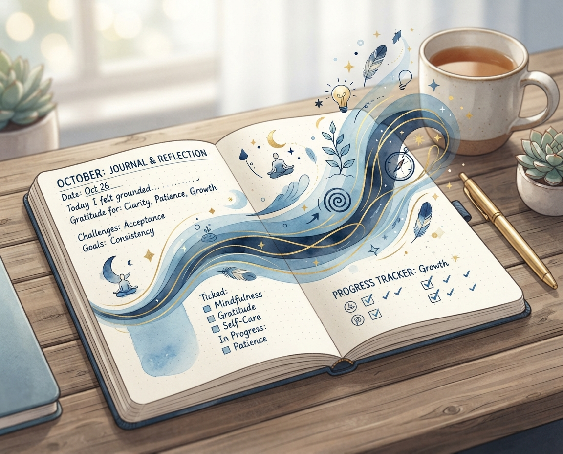 Self-reflection and progress tracking journal