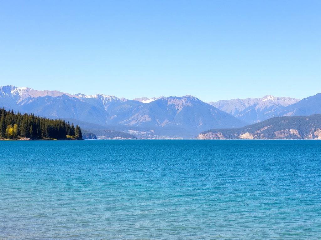 Beautiful Okanagan Lake and mountains landscape