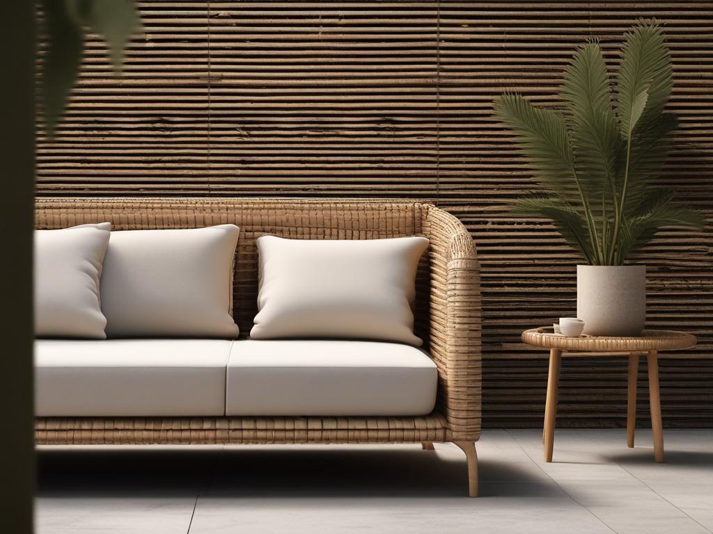 luxurious rattan sofa, outdoor furniture, comfortable seating