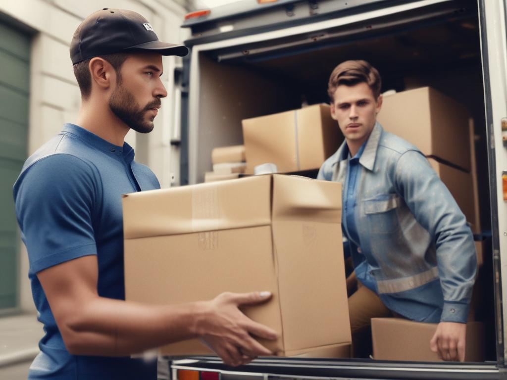 A close up shot of a professional mover carefully packing