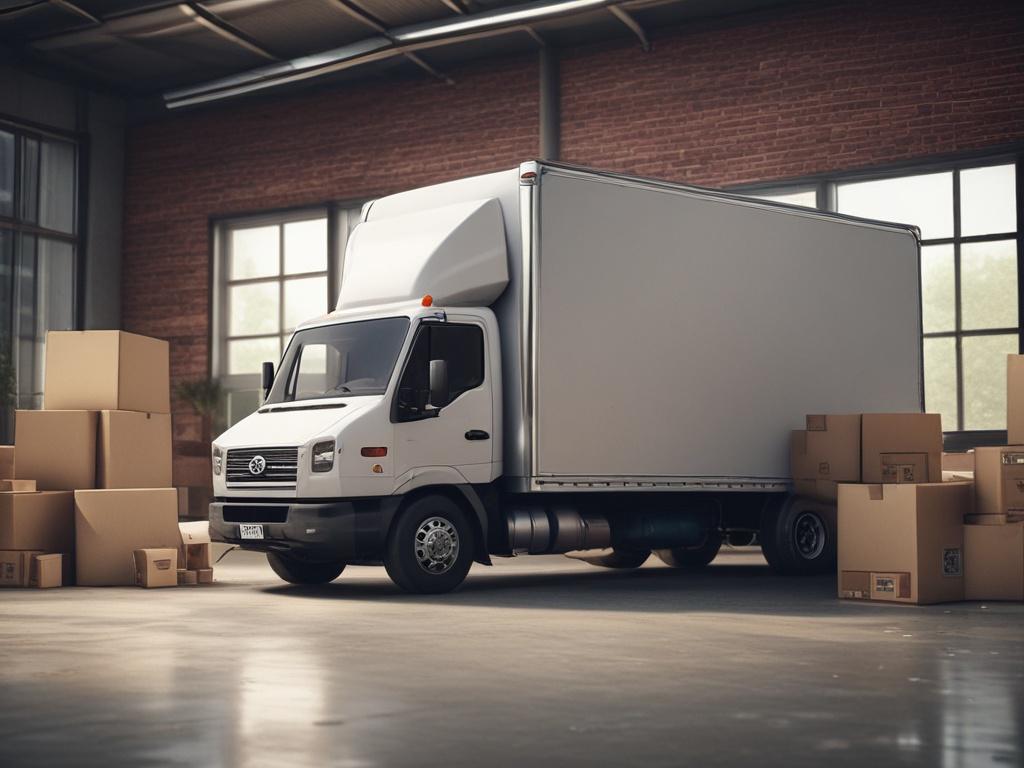 A realistic image showing a moving truck loaded with furniture