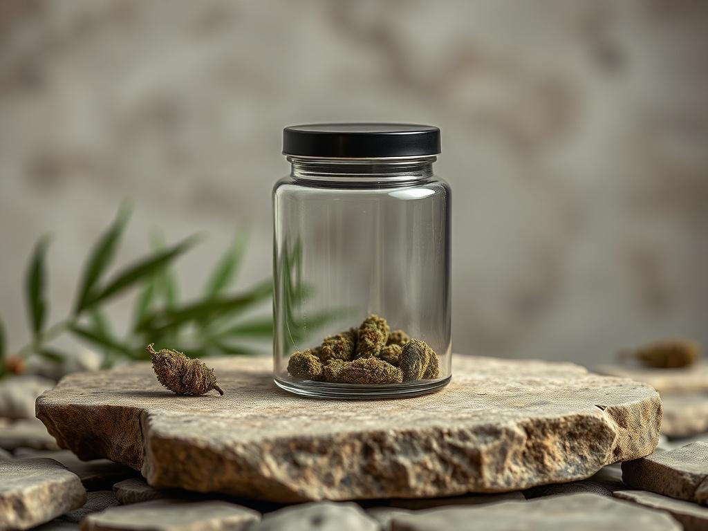 A high resolution of a stylish stash jar, showcasing its