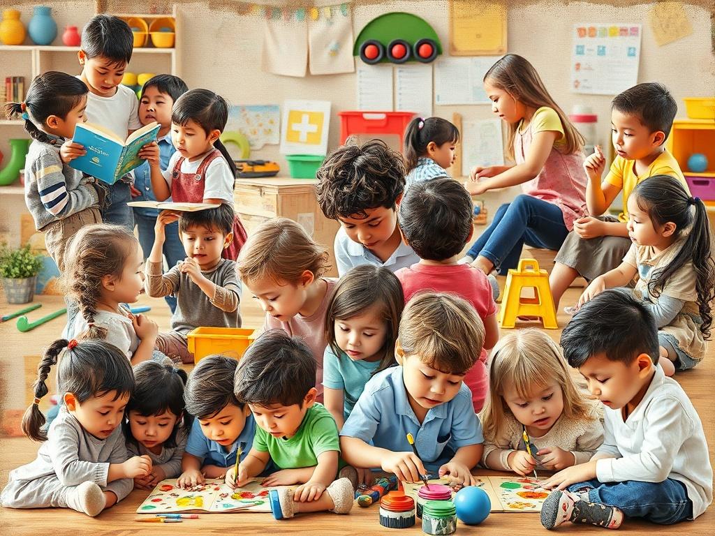 A collage of children engaged in various activities that demonstrate