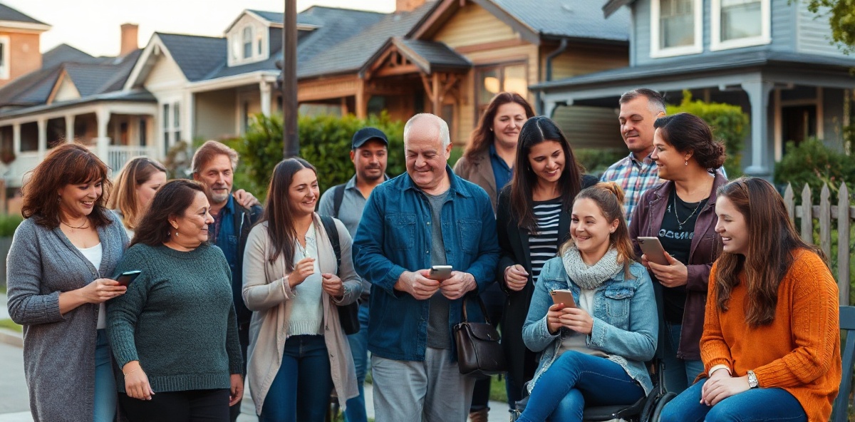 Diverse community enjoying everyday activities in Melbourne neighborhood