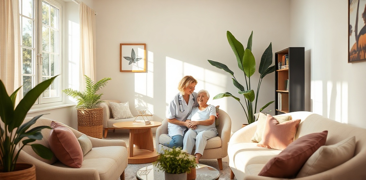 Warm home interior with accessible design showing personalized care environment