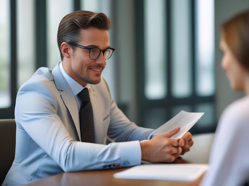 A close up shot of a financial consultant interacting with