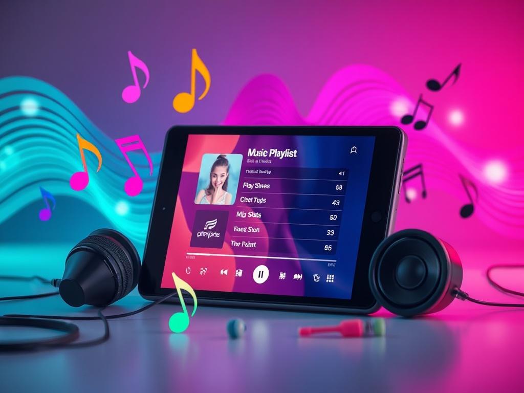 An artistic representation of a vibrant playlist on a digital
