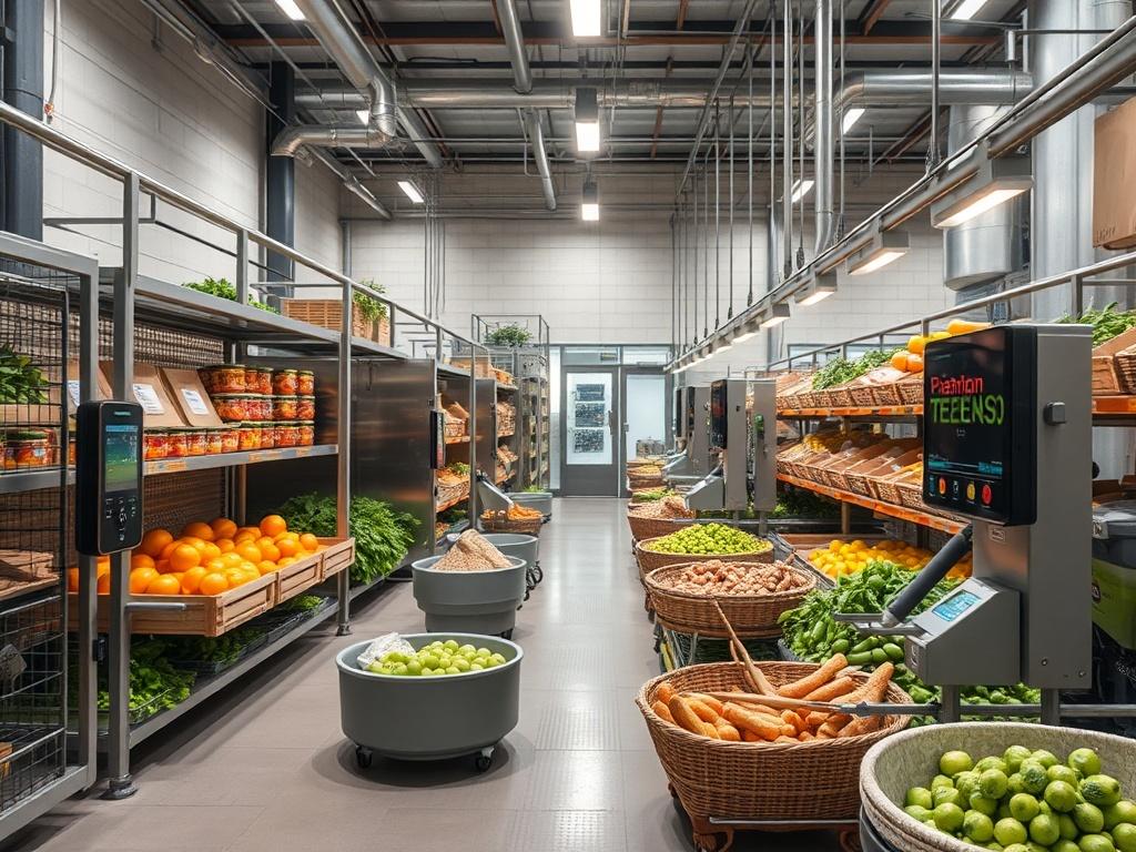 A high resolution of a modern food processing facility, showcasing