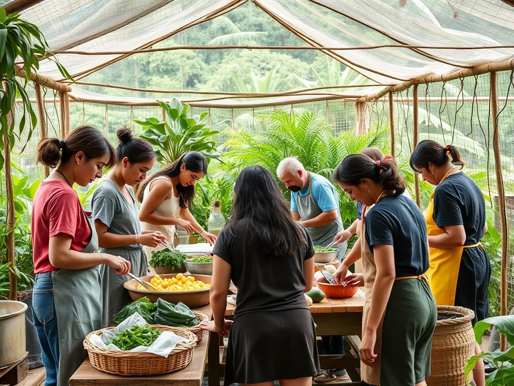 A vibrant high resolution of a community workshop, where participants