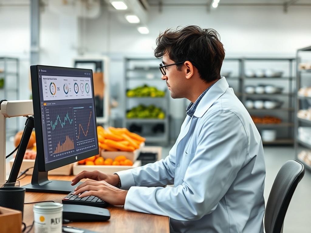 A high resolution photograph depicting a data scientist working on