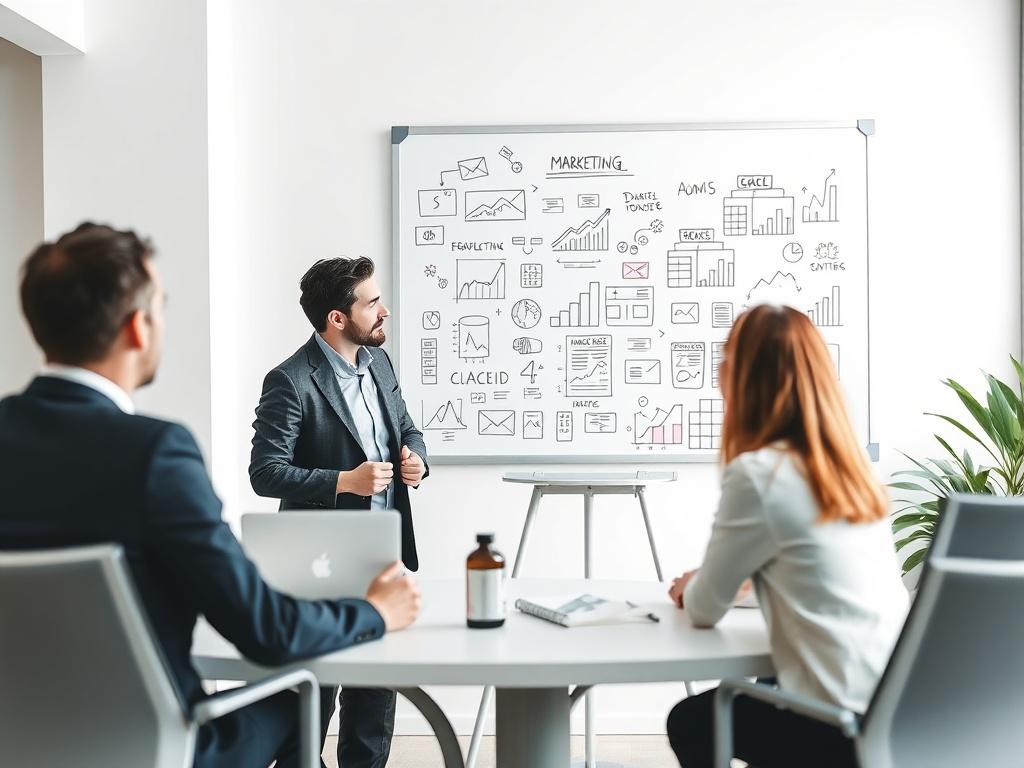 A professional consultant discussing strategies with a client in a