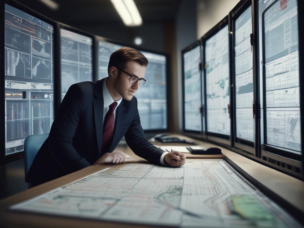 A hyper realistic close up shot of a logistics manager