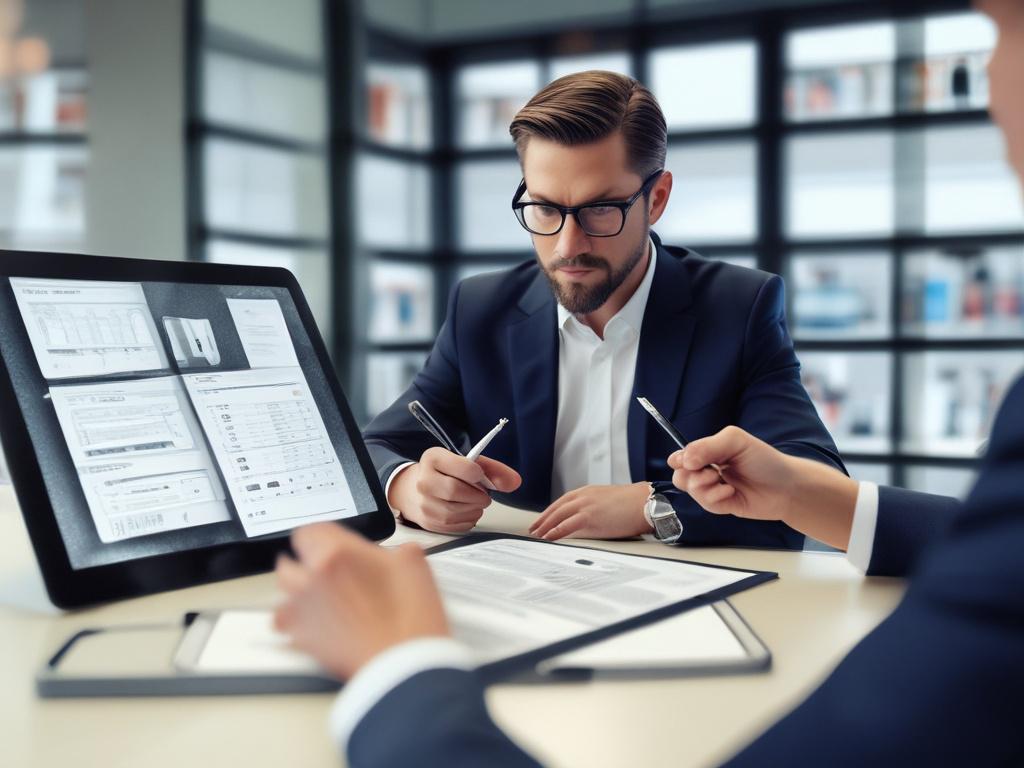 A hyper realistic close up shot of a business professional