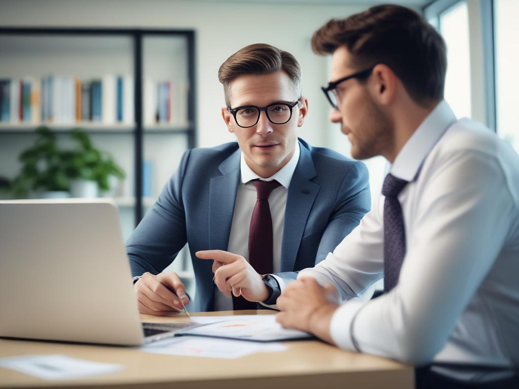 A close up shot of a financial consultant discussing investment