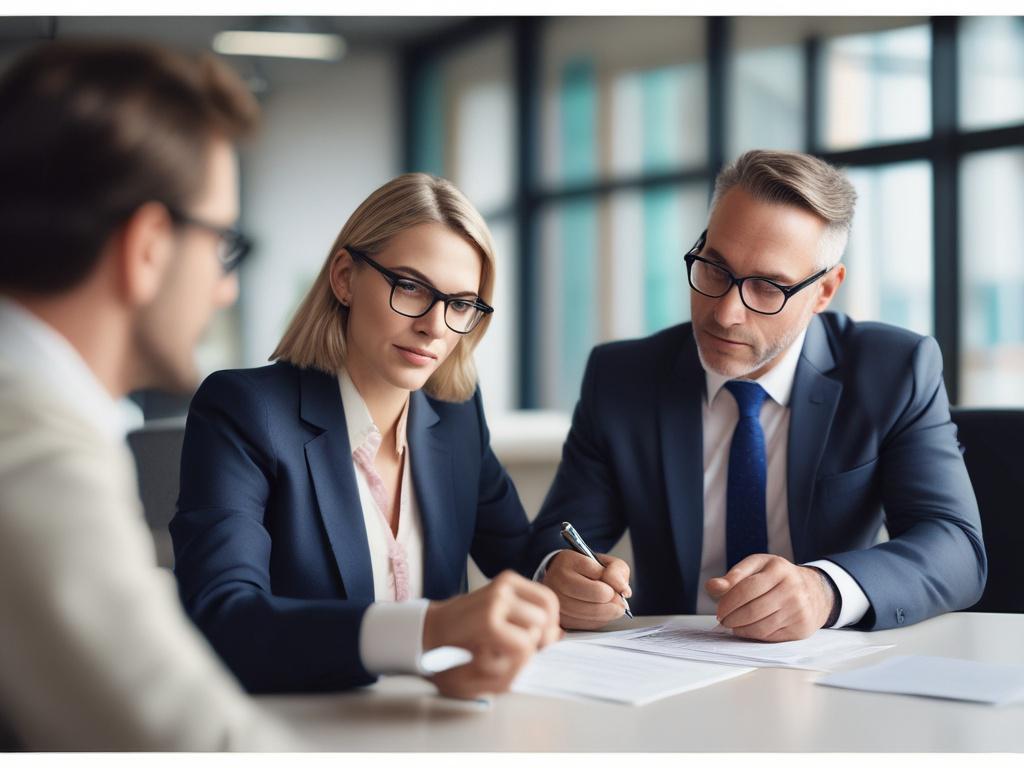A close up shot of a professional consultant helping an