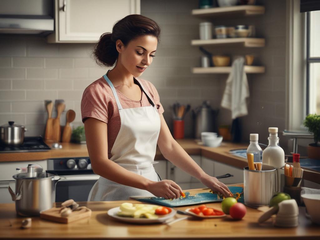 A close up shot of a domestic helper performing household