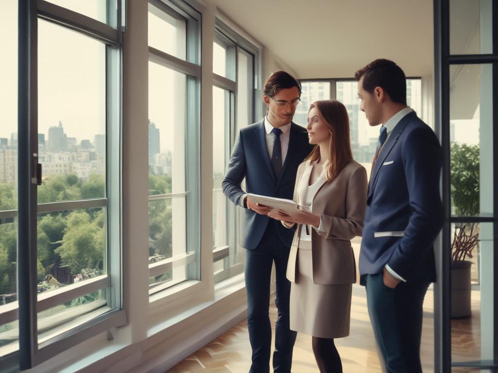 A close up shot of a real estate agent showing