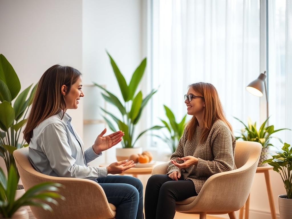 A serene and inviting health consultation space featuring a knowledgeable