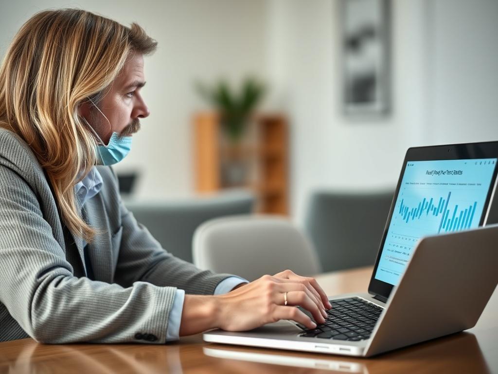 A hyper-realistic close-up of a real estate agent providing personalized guidance to a client, with property listings and charts displayed on a laptop. The background should be softly blurred, focusing on the interaction and professionalism.