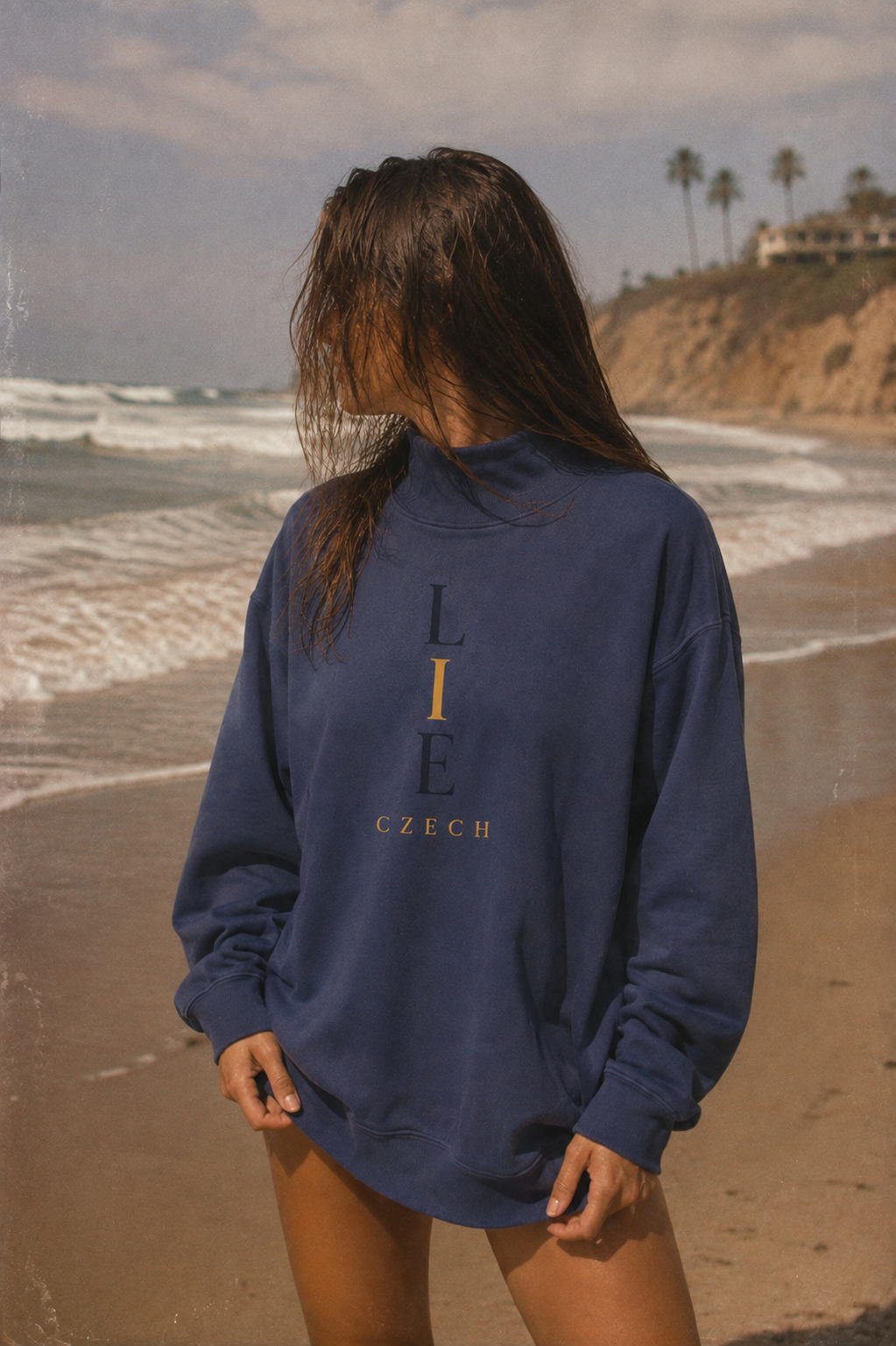 Mock Neck Sweater - Blue