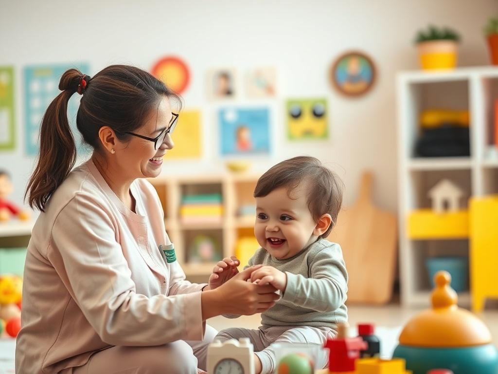 A warm and inviting image of a caregiver interacting with