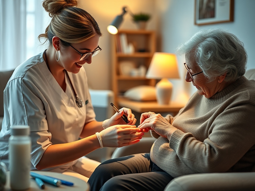 Professional caregiver providing gentle nail care services