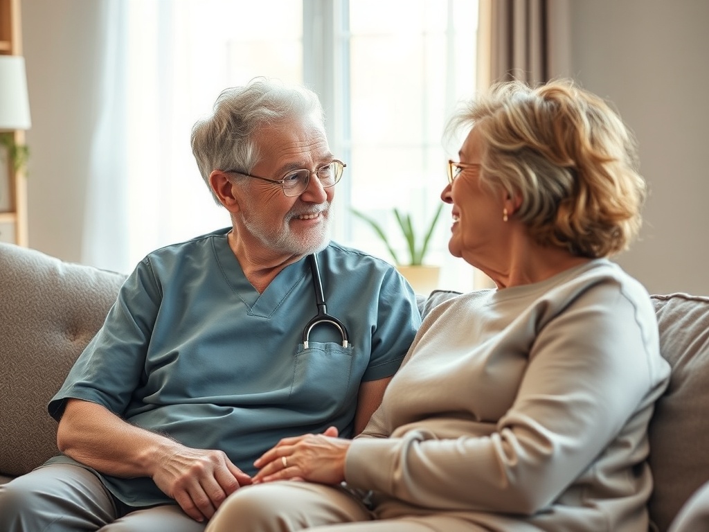 Caregiver providing compassionate respite care while family takes a break