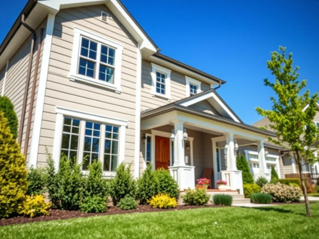 A close up shot of a renovated home exterior, showcasing
