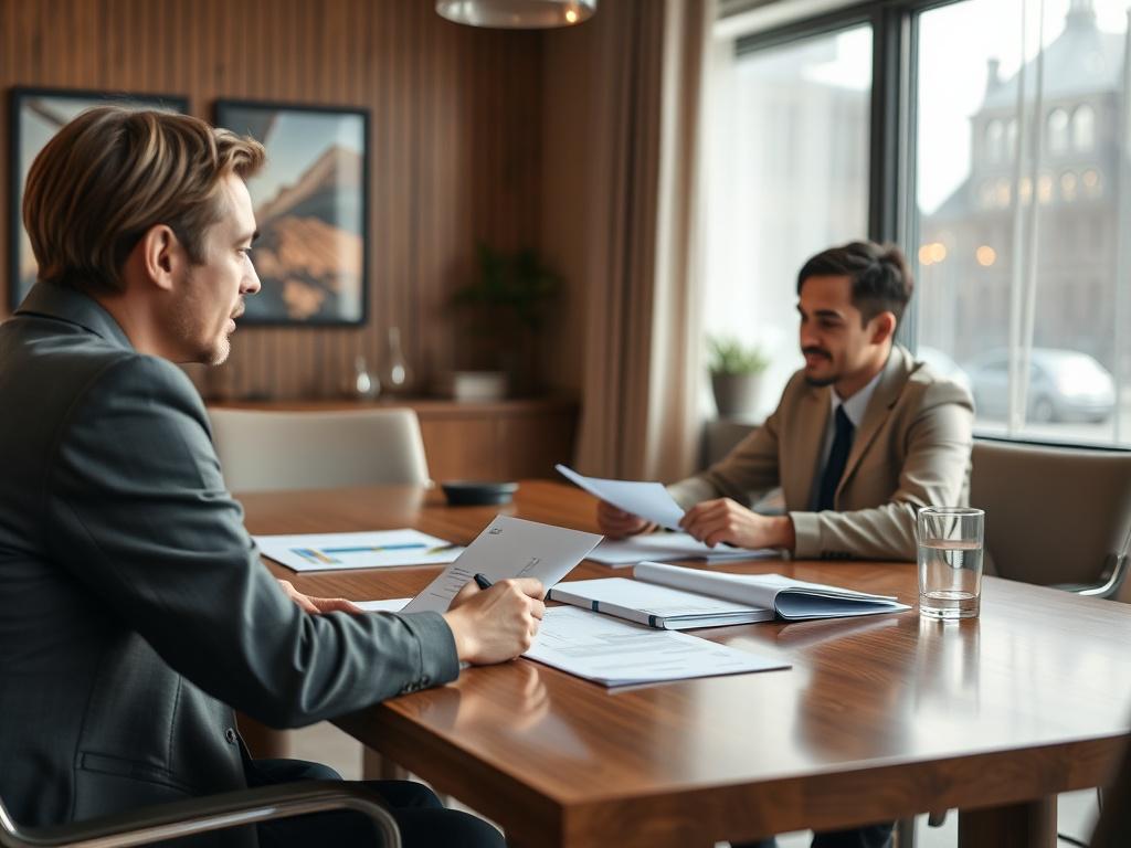 A close up shot of a professional meeting table with