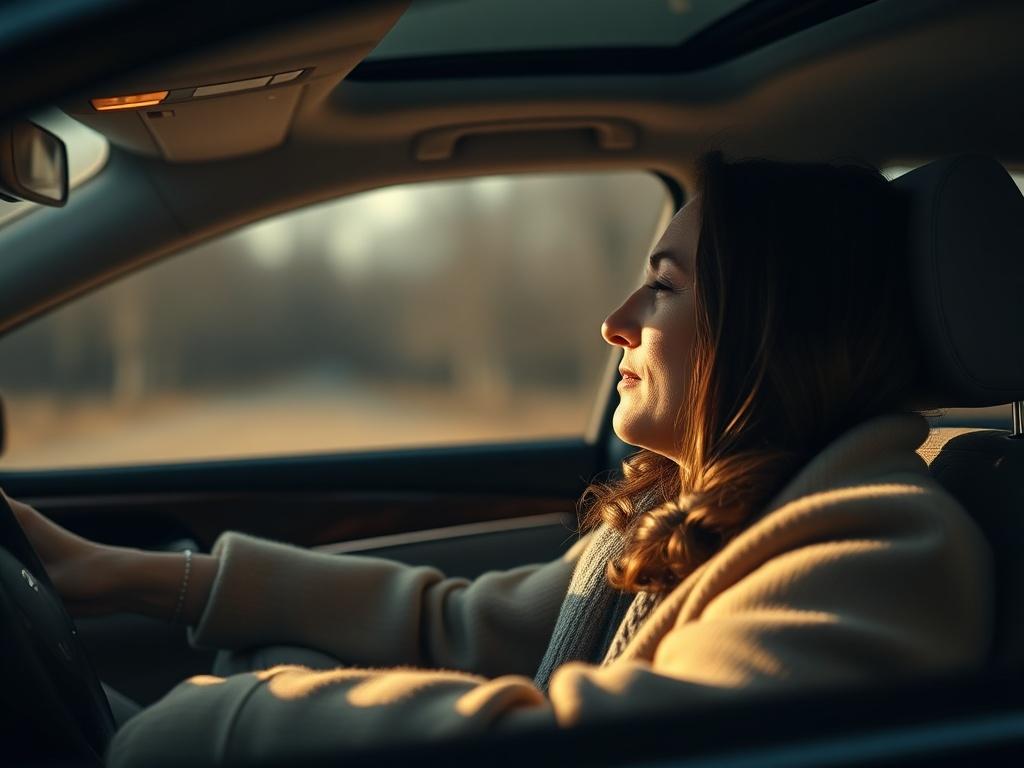 A serene image depicting a passenger enjoying a comfortable ride