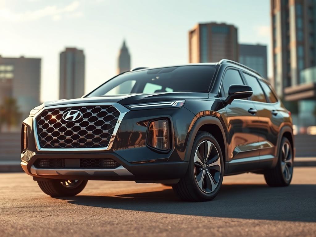 A hyper realistic close up shot of a Hyundai Palisade