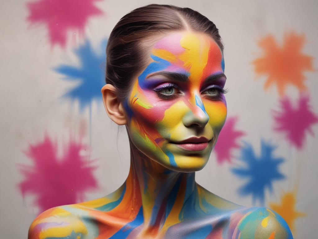 body painting, vibrant colors, artistic expression, living canvas