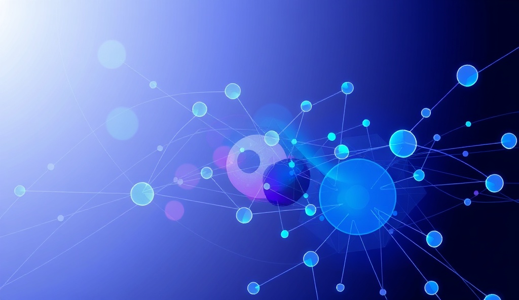 Abstract tech-themed illustration with geometric grid pattern