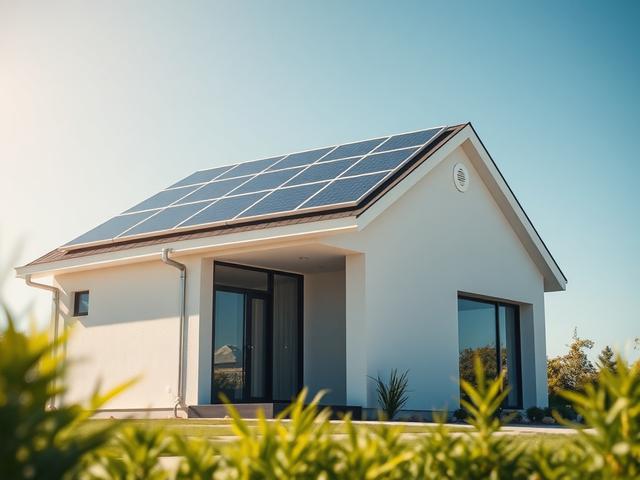 Generate a realistic high-resolution photo that captures the essence of the blog titled "How Solar Energy Companies Are Powering Homes and Businesses in 2025." The composition should focus on a single, striking subject: a modern solar panel system installed on the roof of a sleek, contemporary home. This home should exhibit clean lines and a minimalist design, symbolizing the future of sustainable energy solutions.

The solar panel system should be featuring high-efficiency panels glistening under the sunli