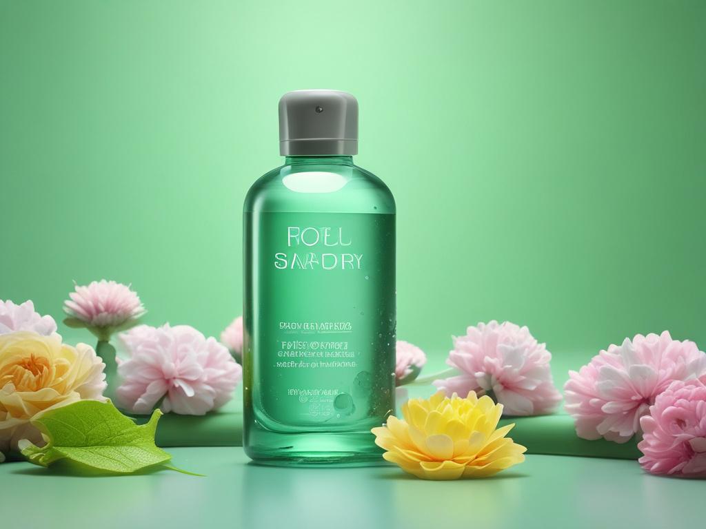 A close up shot of a refreshing shower gel bottle,