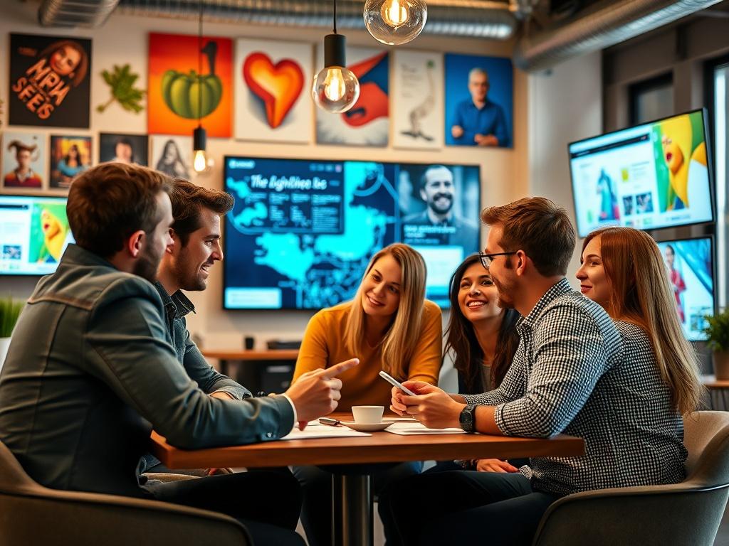 A high resolution close up shot of a creative team