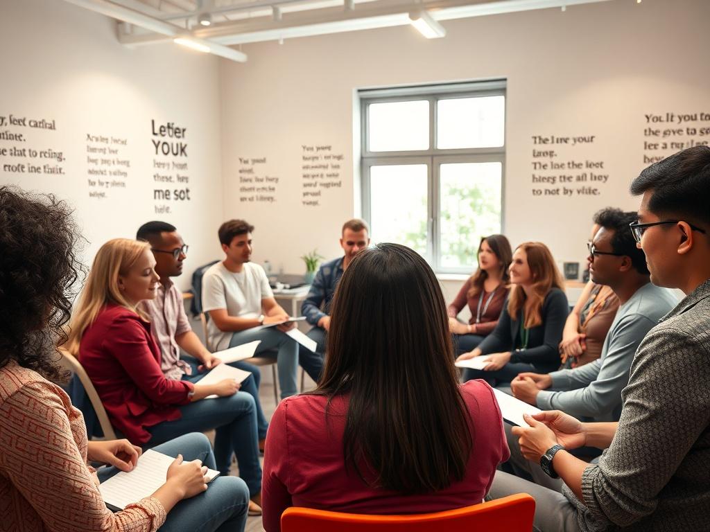 A close up shot of a diverse group of people